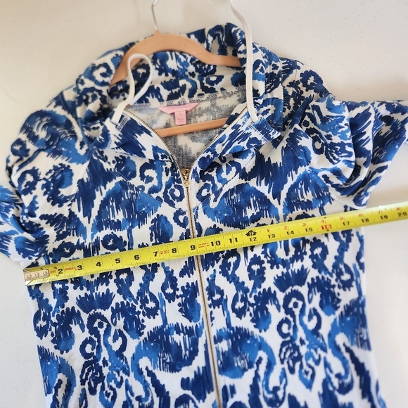 Lilly Pulitzer Angela Zip-Up Jacket Blue White Pockets Flamingos Size Small - Picture 8 of 12